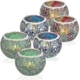 thumbnail image 1 of Set Of 6 Mosaic Glass Tea Light Candle Holders, Decorative Votive Candle Stand, Round Candle Holder Centerpieces For Table, Wedding, Party, Home Decor, 1 of 5