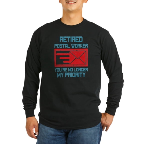 CafePress - Retired Postal Worker Graphic: Long Sleeve T Shirt - Long Sleeve Dark T-Shirt