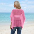 thumbnail image 7 of CXHEGBEJ Crochet Knit Shawl Wrap For Women Mesh Sheer Cape Poncho Off Shoulder Batwing Sleeve Pullover Top Capelets Asymmetrical Sweater Cover Up Beachwear Pink, 7 of 7