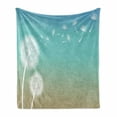 thumbnail image 1 of Dandelion Soft Flannel Fleece Throw Blanket, Blowball Flowers on Wind Blossoming Nature Outdoors of Growth, Cozy Plush for Indoor and Outdoor Use, 50" x 70", Turquoise Tan White, by Ambesonne, 1 of 6