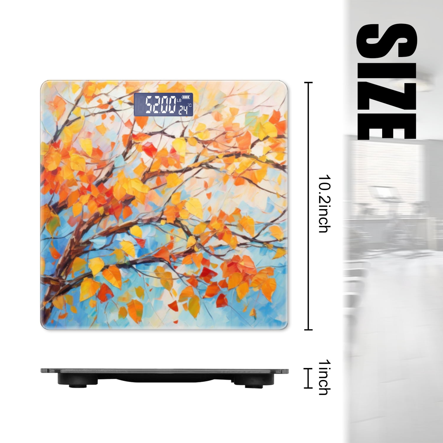 Bathroom Scale, Highly Accurate Digital Body Scale,Precisely Measures Weight up to 400 lbs-Tree With Colorful Leaves