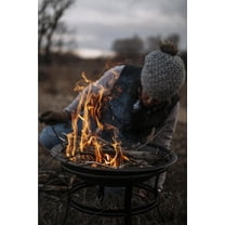 22 in Outdoor– Wood Burning Fire Pit with Mesh Lid and Fire Picker –  Alloy Steel Fire Pits for Outside – Small Fire Pit for Backyard, Porch, Deck, Camping, BBQ