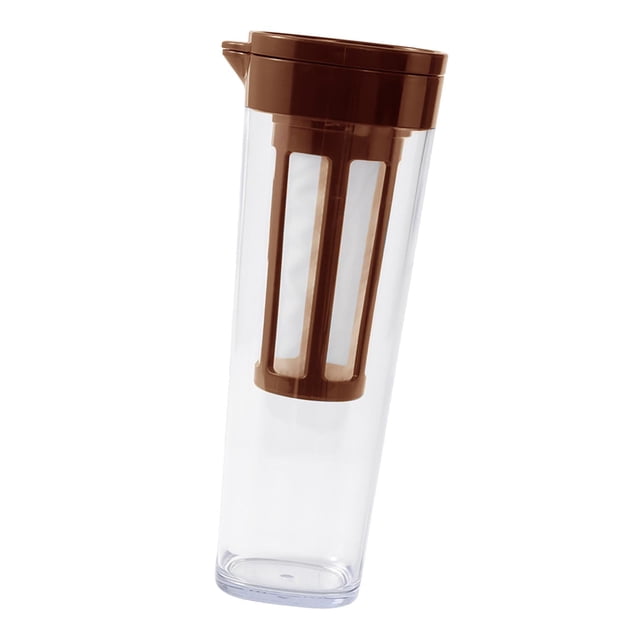Jarra de agua con colador de té Capacidad de 1.1L Refrigerador Hervidor frío Tetera floreciente Bebida Jarra de agua para bebidas Cerveza fría Camping marrón Yotijar tetera grande