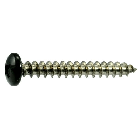 

#10 x 1-1/2 Black Painted 18-8 Stainless Steel Phillips Pan Head Sheet Metal Screws SMSPSS-655