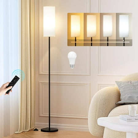 Ambimall Floor Lamps for Living Room, 64" Modern Floor Lamp with Remote Control and Stepless Dimmable Colors Temperature & Brightness, Standing Lamps for Living Room Bedroom Office, 9W Bulb