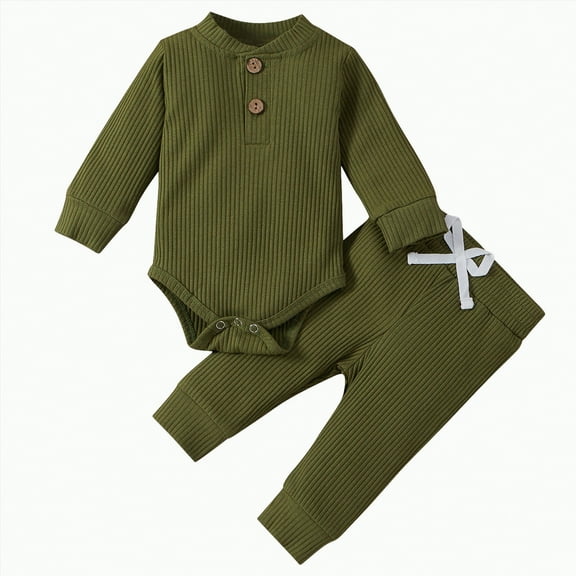 Clothes Set For Kids Boys Fall/Winter Button Down Long Sleeve Elastic Waist 2T 3T 4T 5T Everyday Outfit 2-Pieces