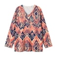 thumbnail image 6 of CHGBMOK Women's Plus Size Floral Print Pullover Long Sleeve V Neck Tops Casual Loose Fit T Shirts, 6 of 6