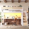 thumbnail image 5 of Harper & Bright Designs Twin Loft Bed with Built-in Desk and Wardrobe, Metal Loft Bed Frame with Storage Stairs and Baskets, Industrial Loft Bed with Power Outlet and LED Strip for Boys Girls, White, 5 of 15