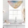 thumbnail image 4 of Waterfall Valances for Windows, Blue Abstract Kitchen Sheer Valance Curtains, Orange Yellow Gradient Stone Brushwork Rod Pocket Elegant Swag Valances for Living Room Bedroom, 47.2"x38.5", 3 Panel, 4 of 8