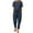 Blue 2 Piece Outfits for Women, variant on HAPIMO 2PC Cotton Tracksuit Workout Sets for Women Solid Summer Casual Comfy Short Sleeve Boat Neck Tops Spring Bandage Waist Pants Sale Pajama Blue S
