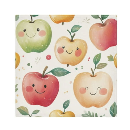 

Napkin Satin Napkin 20*20Inchx4 Kitchen Towel Dinner Plate Towel Decorative Towel Napkin Tea Towel Suitable For Kitchen Table Colorful Cartoon Smiling Apple