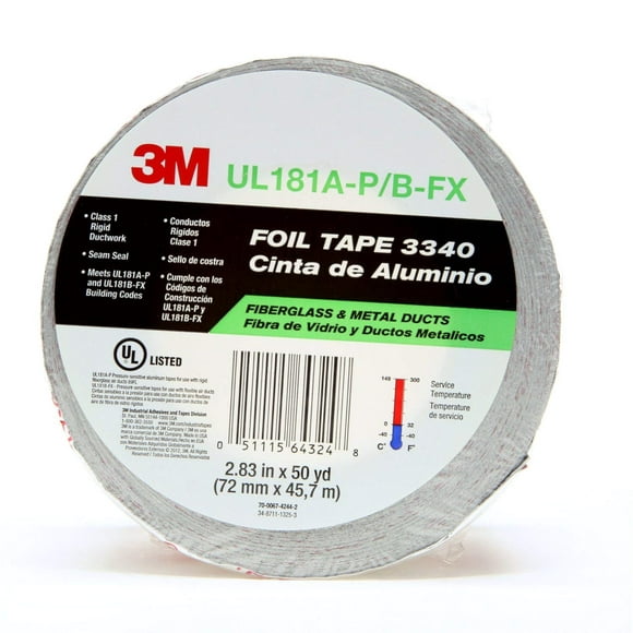 3M Silver Foil Tape 3340, 2-1/2" x 50 yd, 4.0 mil