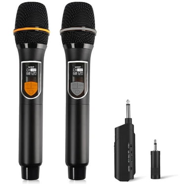 Dammyty Wireless Microphone, Rechargeable Dual Handheld Dynamic UHF Wireless Mic for Karaoke Singing, Party, Wedding, Speech