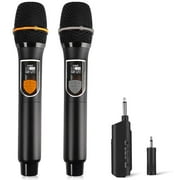 Dammyty Wireless Microphone, Rechargeable Dual Handheld Dynamic UHF Wireless Mic for Karaoke Singing, Party, Wedding, Speech