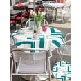 thumbnail image 5 of Outdoor Tablecloth with Umbrella Hole for Patio/Picnic/Party/Camping, Modern Geometric Teal Waterproof Table Cloth Round Cover Washable, Abstract Minimalist Artwork Lines (Dia 60"), 5 of 8
