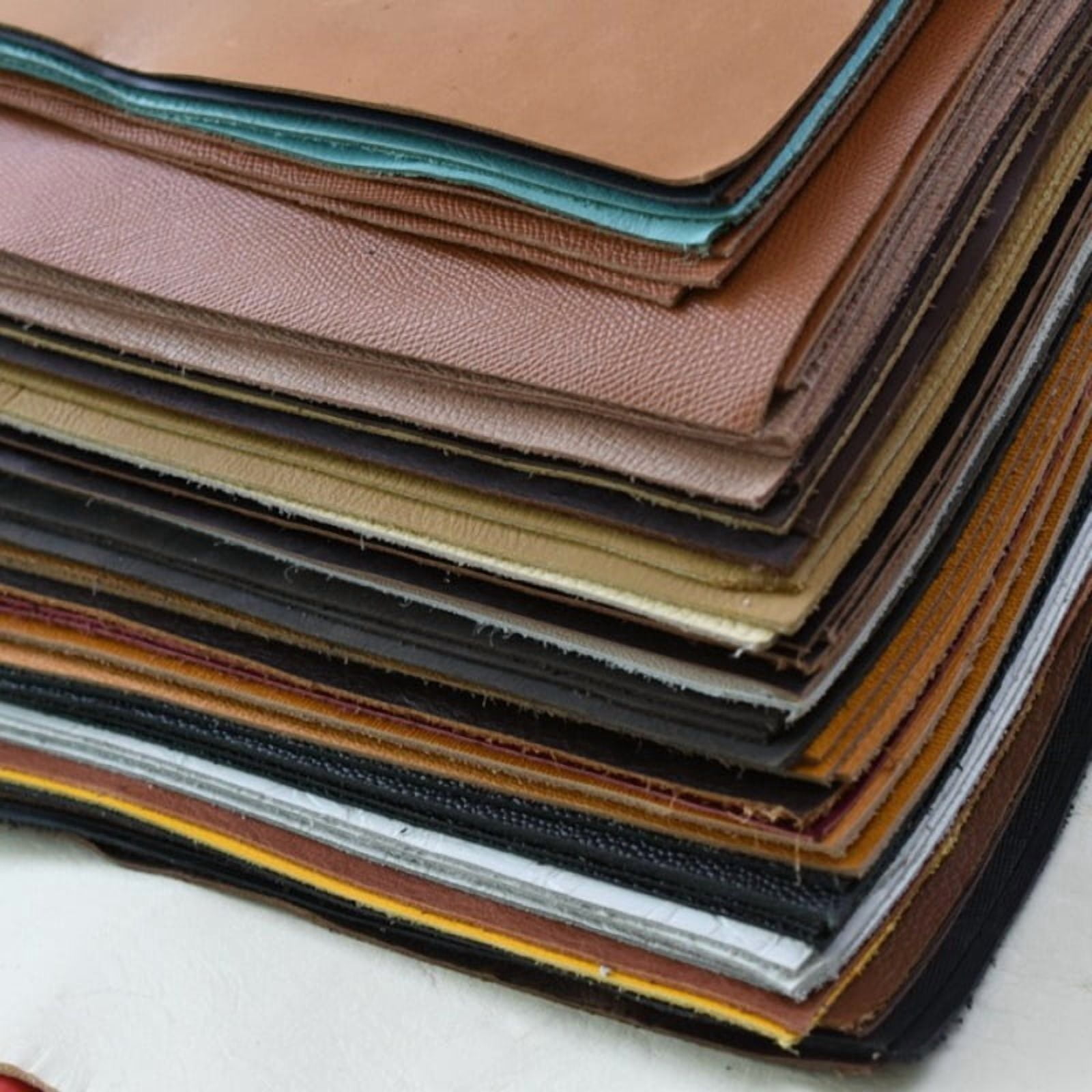 10Pcs Premium Genuine Cowhide Leather Sheets, 11.81x7.87 Inches Rectangular Leather Samples, Random Colors for DIY Leather Crafts & Handicraft Projects