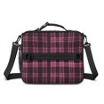 thumbnail image 2 of Pink and Black Checkered Pattern Insulated Lunch Bag with Shoulder Strap and Bottle Holder,Bento School Lunch Bag Box,11x9.5x3.5 Inches, 2 of 5