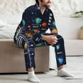 thumbnail image 7 of Salouo Solar System Print Button-Front Long Sleeve Pajama Set for Men, Soft 2Pjs Men's Long Sleeve Sleepwear-XX-Large, 7 of 7