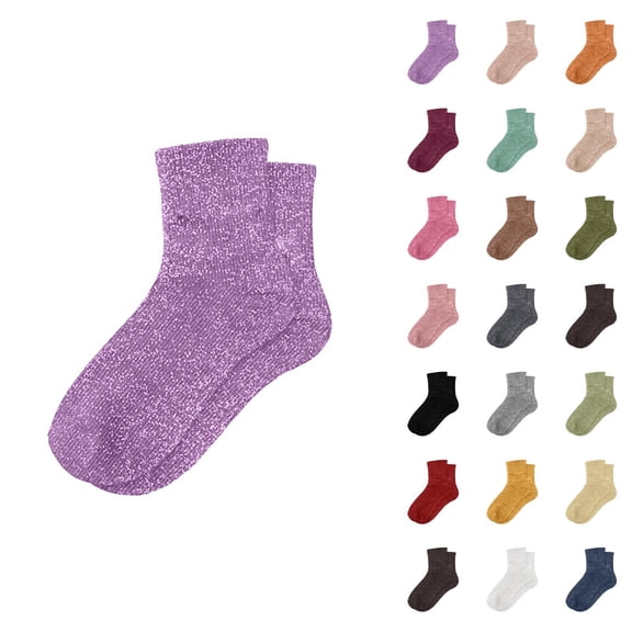 Women's Novelty Glitter Slouch Socks 2026 Cute Stretch Trendy Comfortable Casual Mid Calf Socks
