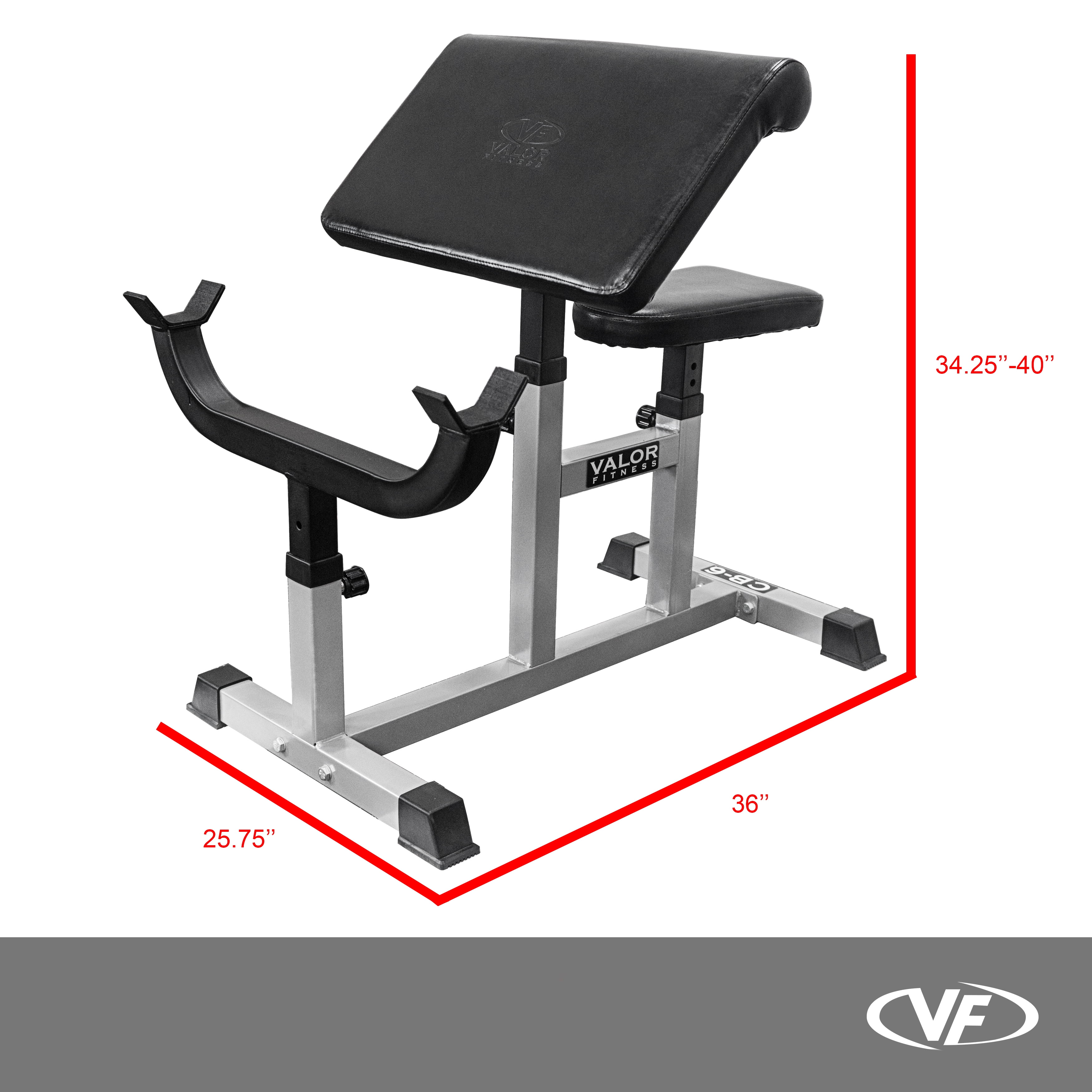 Valor Fitness Adjustable Seated Preacher Curl Bench CB-6