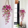thumbnail image 4 of Decoraciones De Plástico Guirnalda de flores artificiales de plástico morado con forma de trompeta y hojas de lirio para decoración de bodas en jardines (1 pieza) Rkxzt, 4 of 8