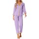 thumbnail image 1 of INSPIRAR CHIC Conjuntos de Pijama de Satén para Mujeres con Escote en V y Detalles de Encaje Talla XS Púrpura, 1 of 6