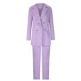 thumbnail image 4 of Scyoekwg Women Blazer Outfit Business Office Work 2 Piece Sets Long Sleeve Coat Suit Pants 2 Two Piece Set Fashion Matching Outfits Suit (Pink,XL), 4 of 7