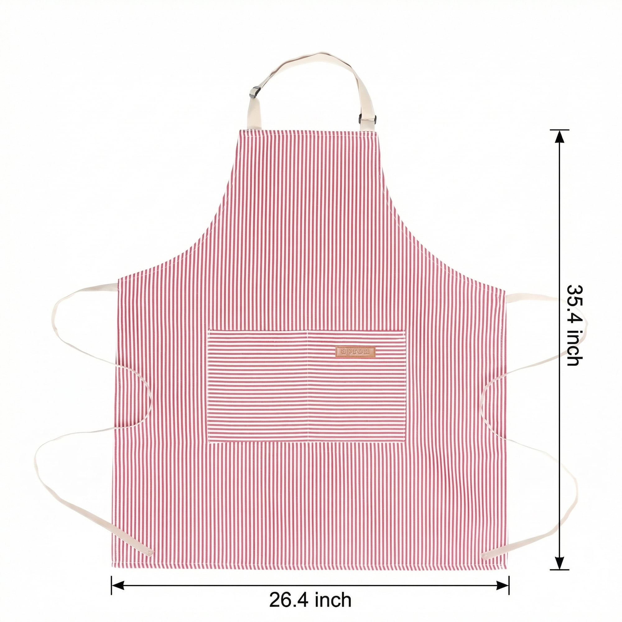 Unique Bargains Long Waist Polyester Cooking Apron 35.4" x 26.4" Pink White Stripe