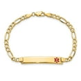 thumbnail image 2 of Auriga 14K Yellow Gold Semi-Solid Red Enamel Figaro Id Bracelet 7 inch for Women(L- 7inch, W- 6.5mm), 2 of 6