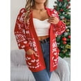 thumbnail image 6 of Women's Ugly Christmas Cardigans Sweater with Pockets Heart Pattern Xmas Knit Cardigan Reindeer Open Front Knitwear, 6 of 7
