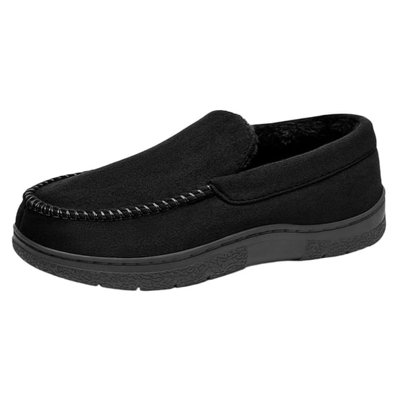 Wdhugt Mens Snow Boots Casual Winter Faux Fur Lining Large Size Soft Sole Outdoor Indoor Slip Resistant Shoes Black Size 9
