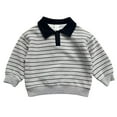 thumbnail image 6 of Godderr Toddler Baby Boys Long Sleeved T-Shirt Undershirt,Kids Leisure Sweatshirt T-Shirt Toddler Shirt Neck Lapel Striped Sweatsuit, 6 of 6