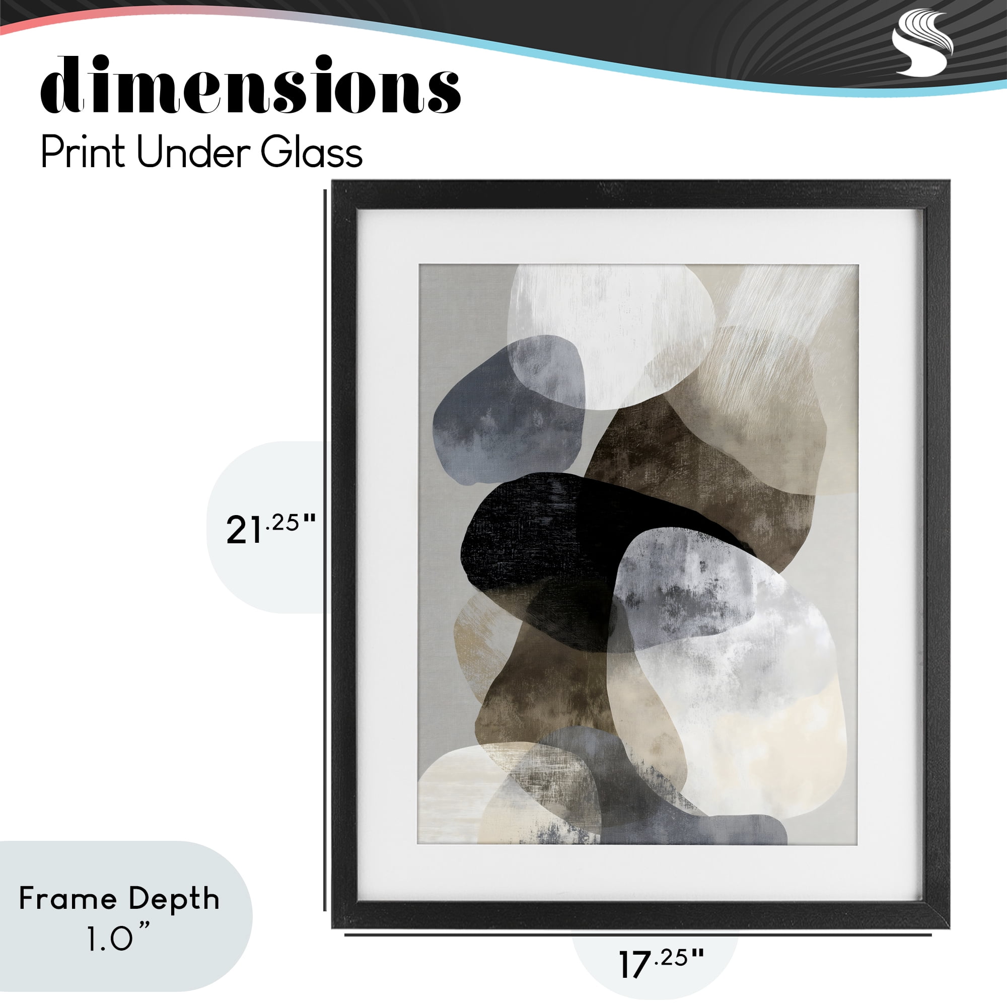 Stupell Industries Thoughts In Muted Layers Black Framed Print Under Glass, design by Ink Drop Loft