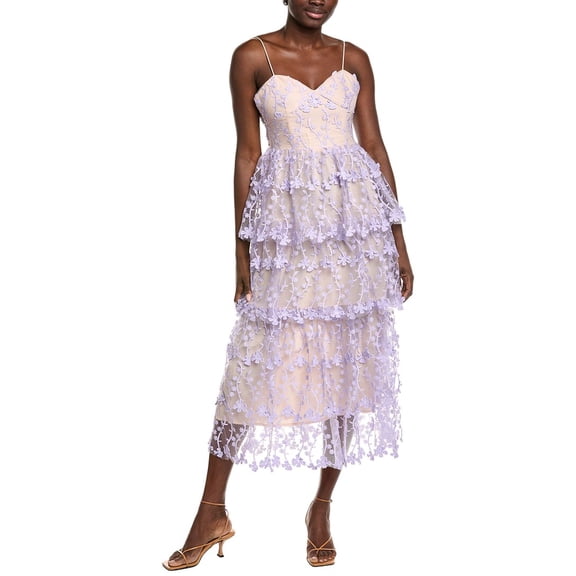 Endless Rose womens Crochet Layered Midi Dress, l, Purple