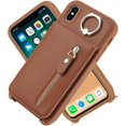 thumbnail image 6 of iPhone Xs Max Case for Women with Card Holder, iPhone Xs Max Phone Case with Strap,iPhone Xs Max Crossbody Lanyard Cases with Credit Card Slots Kickstand with Ring Holder Stand,6.5 Inch,Brown, 6 of 16