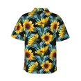 thumbnail image 3 of Daiia Blue Batterflies Sunflower Hawaiian Shirt for Men Gentle Cotton Regular Short Sleeve Casual-Medium, 3 of 9