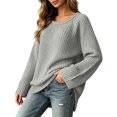 thumbnail image 4 of MexChoioe Women's Sweaters Scoop Neck Ribbed Knit Long Sleeve Oversized Fall Tunic Sweater for Women, 4 of 5