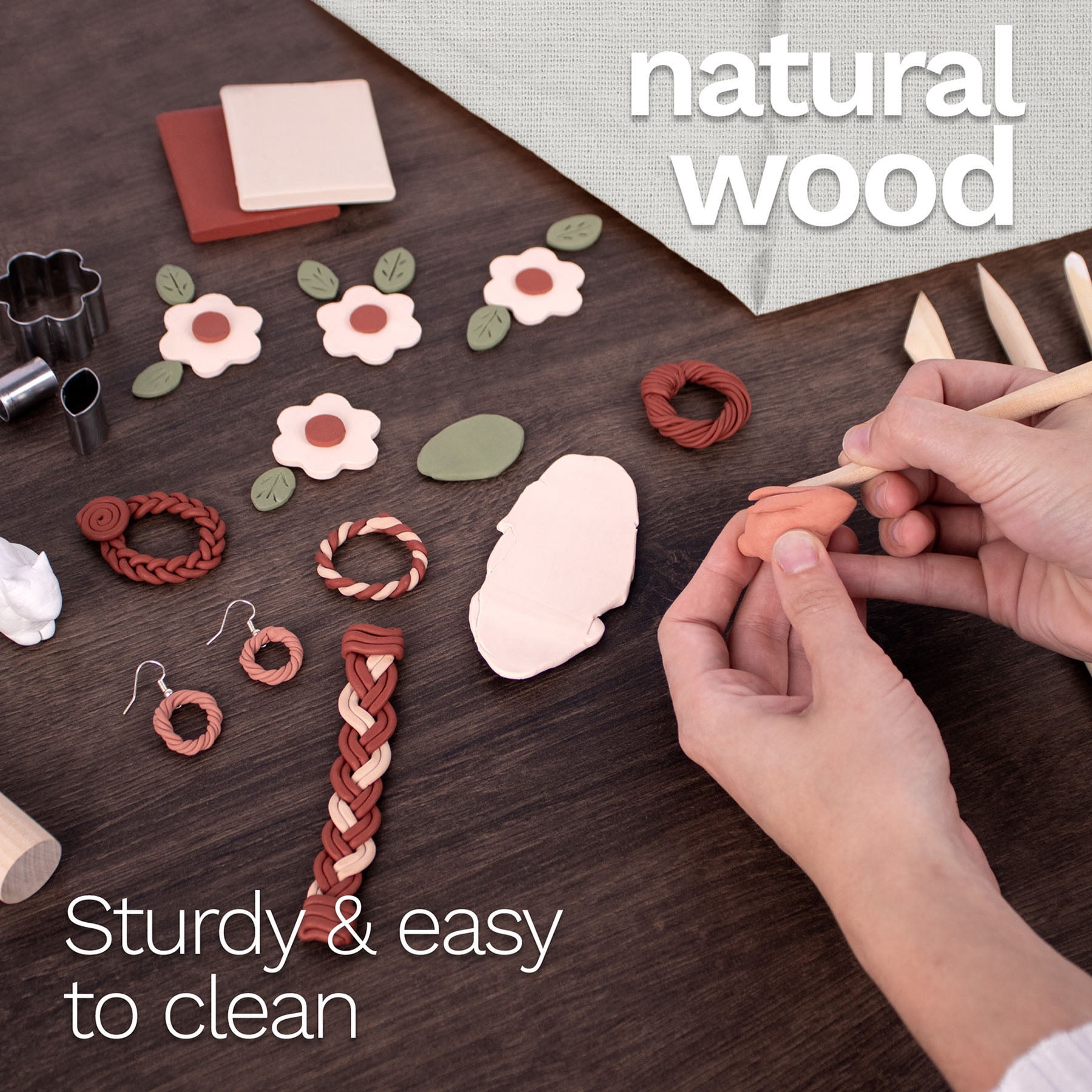 DAS Modeling Clay Tools, Hardwood Set, 2 Pieces Per Set, 3 Sets