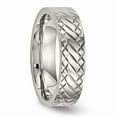 thumbnail image 4 of White Stainless Steel Ring Band Wedding Polished Textured, 4 of 6