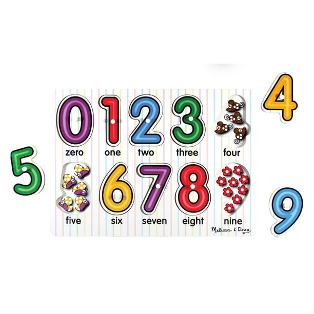 Melissa Doug Lift See Numbers Wooden Peg Puzzle 10 Pieces Fsc Certified Materials Walmart Com