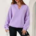thumbnail image 2 of Lenpel Oversized Sweatshirts for Women Trendy V Neck Long Sleeve Casual Loose Pullover Sweater Tops Fall Winter Outfits(Light Blue,X-Large), 2 of 5