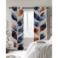 thumbnail image 4 of Navy Blue Burnt Orange Blackout Curtains for Bedroom Living Room Darkening Curtains 63 Inches Long Abstract Palm Leaf Botanical Window Curtain 2 Panels Set Window Treatment Grommet Drapes 42"x63", 4 of 9