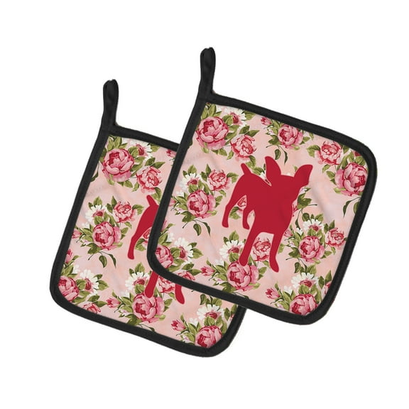 Caroline's Treasures BB1108-RS-PK-PTHD Chihuahua Shabby Chic Pink Roses Pair of Pot Holders , 7.5HX7.5W, multicolor