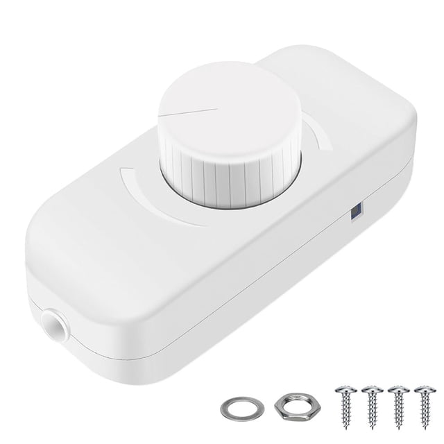 Dc 12V-24V Inline Dimmer Switch,Frequency Adjustable,Push On/Off Rotary Dimming White