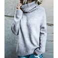 thumbnail image 5 of Women Oversized High Neck Pullover Sweater Cable Knit Long Sleeve Sweater Tops Gray L, 5 of 9
