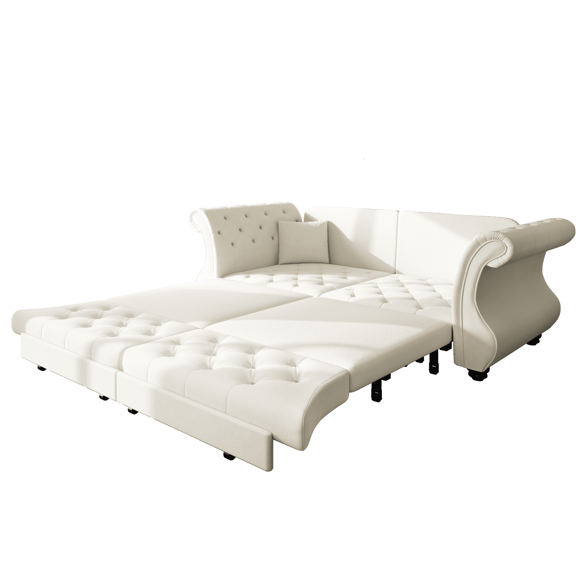 Chesterfield Pull Out Convertible Sofa Bed, Classic Flower Tufted Velvet Loveseat Sleeper Couch With Roll Arms and Pillows, for Living Room Apartment Office