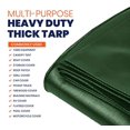thumbnail image 7 of Tarpco Safety Extra Heavy Duty 14 Mil Tarp Cover, Waterproof, UV Resistant, Rip and Tear Proof, Poly Tarpaulin with Reinforced Edges for Roof, Camping, Patio, Pool, Boat (Green/Black 24′ X 24′), 7 of 7