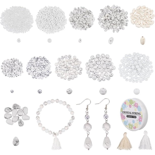 Kit para hacer pulseras que incluye cuentas naturales y de piedras preciosas, borlas de poliéster, colgantes, cuentas de vidrio, hilo elástico para collares, pulseras y joyas.
