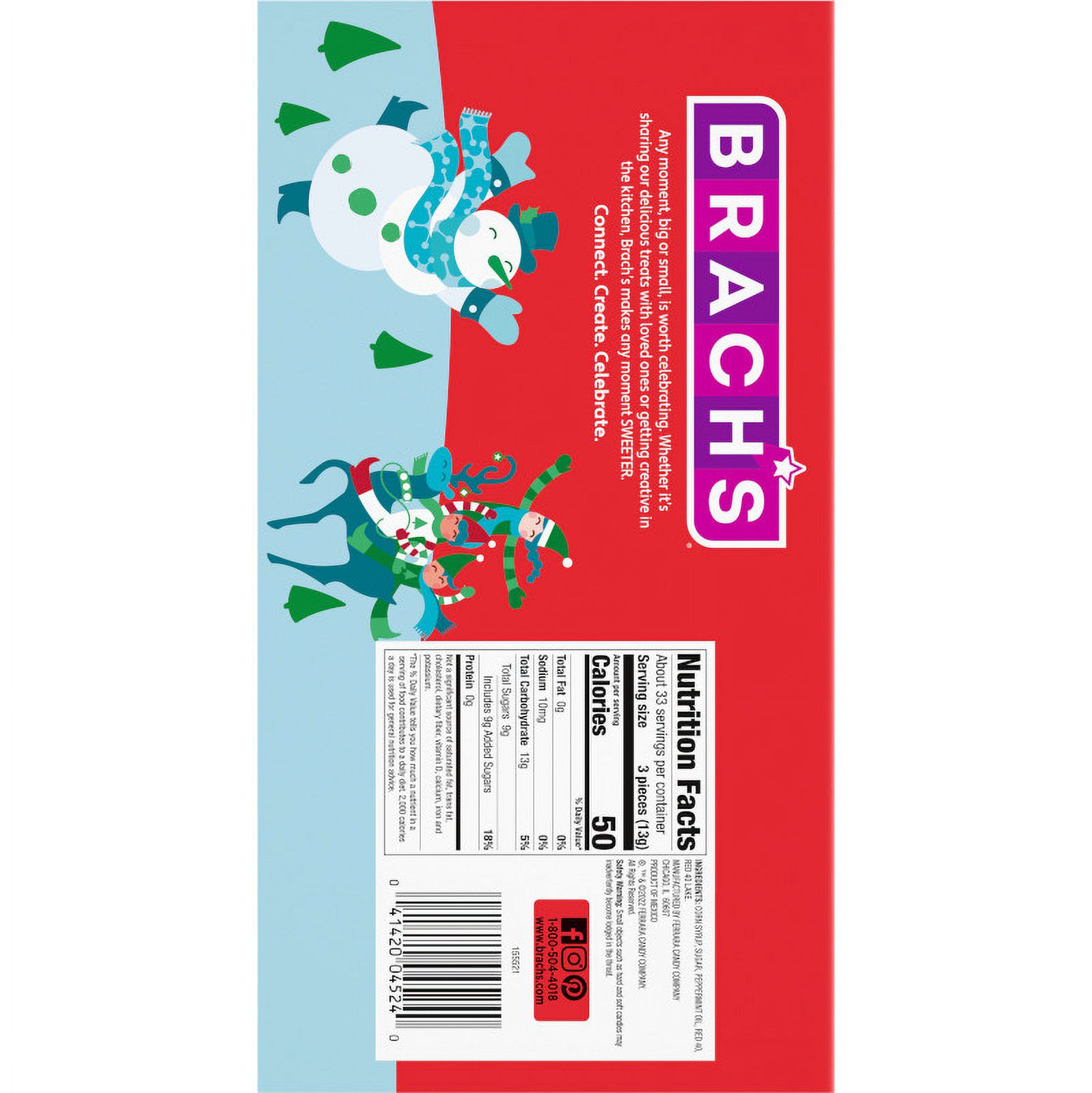 Brach's Mini Peppermint Holiday Candy Canes, Christmas Stocking Stuffer Candy, 100ct Box, 15oz - image 3 of 12