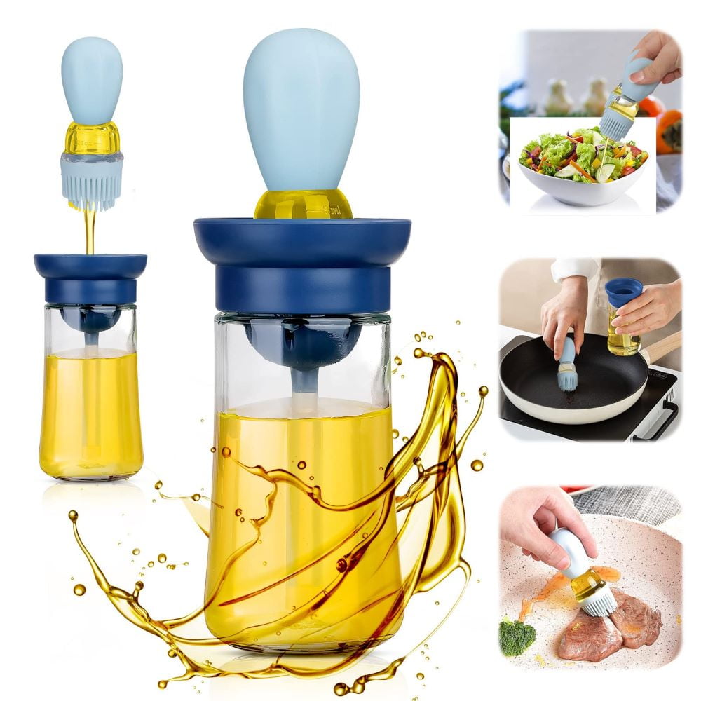 HeSaYep Oil Dispenser Glass Bottle with Silicone Brush, 2 In 1
